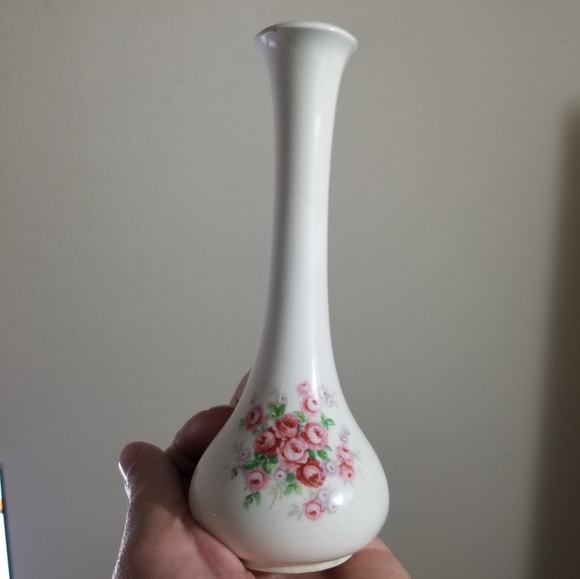 Vintage Floral Rose Bud Vase Decor Flower Accent